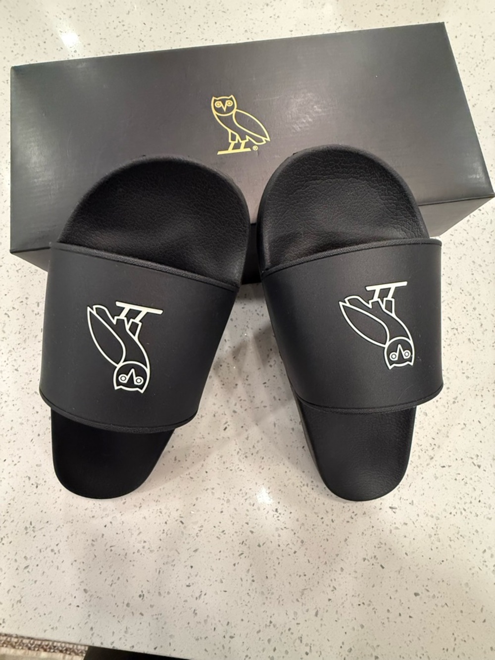 OVO - October’s Very Own Black Slide Sandals with White Owl Accent